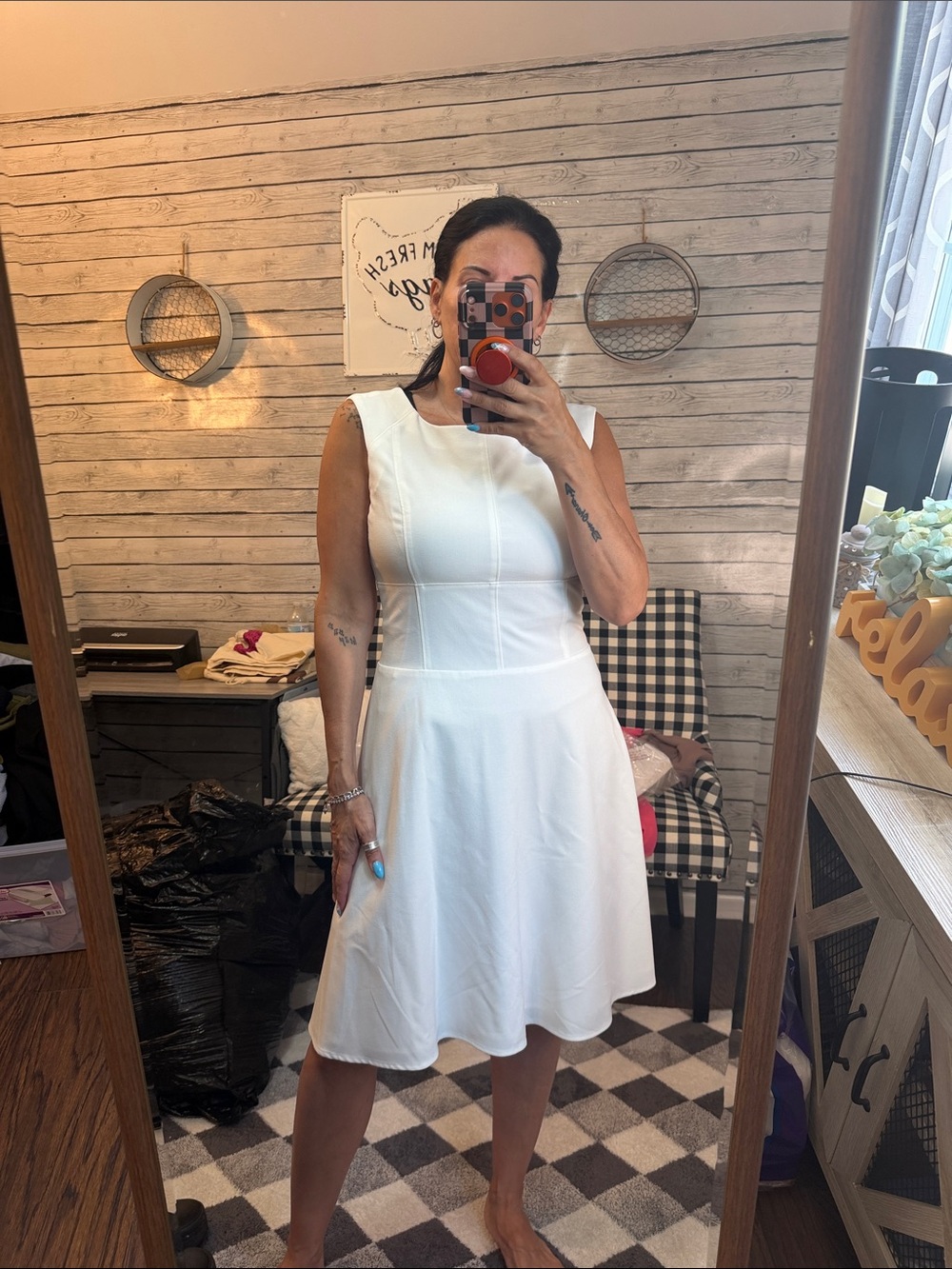 Jones New York White Sleeveless Fit-and-Flare Mini Dress